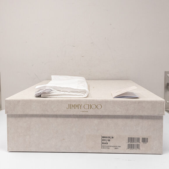 Jimmy Choo Mava 35 Black Smooth Leather Crystral Trim Booties, Size 39 EU (9 US) - Picture 7 of 7